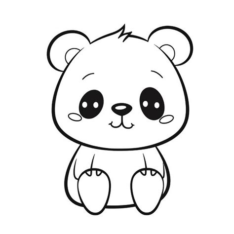 Desenho De Esboço Páginas Para Colorir Panda Kawaii Fofo Vetor PNG