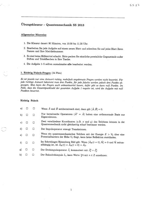 TH4 SS13 Altklausur Sommersemester 2013 Theoretische Physik 4