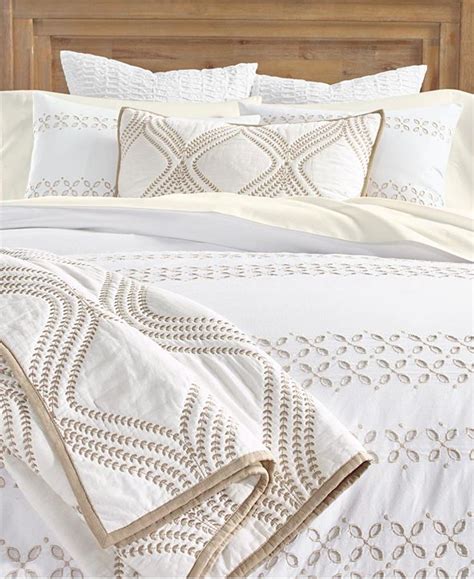 Martha Stewart Collection Eyelet Stripe White Cotton 8-Pc. California ...