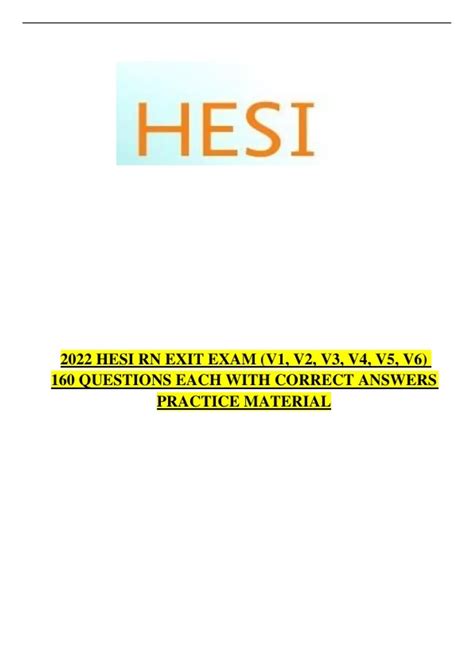 Hesi Rn Exit Exam V V V V V V Questions Each With