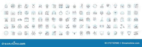 Ecological Energy Vector Line Icons Set Eco Energy Sustainable Energy