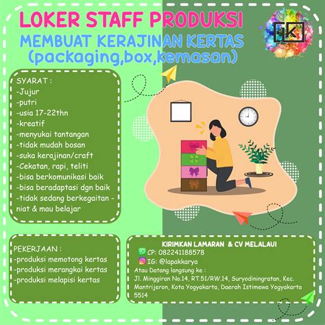 Lowongan Kerja Staff Produksi Di Lapak Karya LokerJogja ID