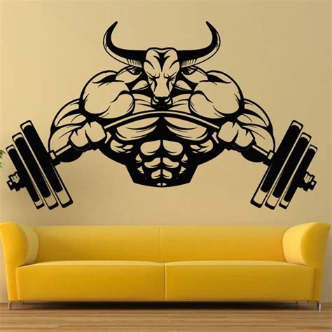 Gym Sticker Fitness Bodybuilding Posters Muscle Dumbbell Vinyl Wall