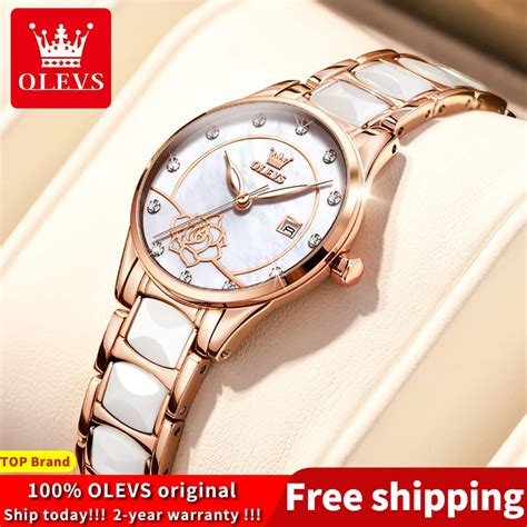 Olevs Luxury Quartz Watch Women Japan Movement 28mm Dial Waterproof