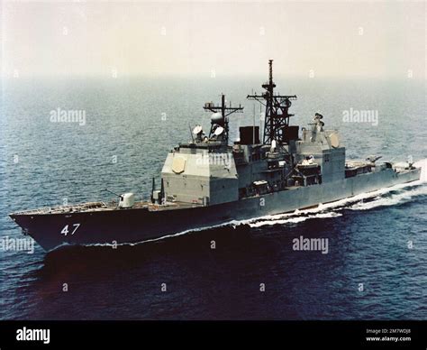 An Aerial Port Bow View Of The Aegis Guided Missile Cruiser Uss