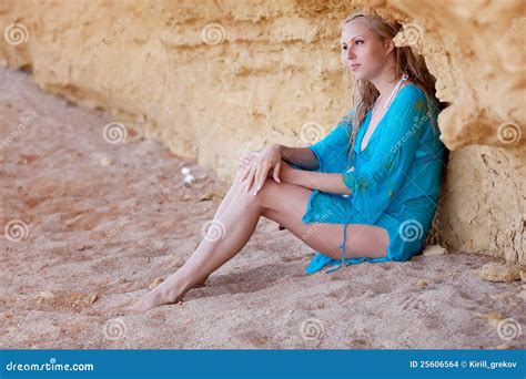 Blonde Girl On The Sand Stock Photo Image Of Pretty