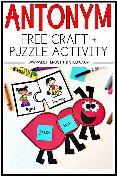 Free Antonym Activities Craftivity for Kindergarten, 1st grade, 2nd grade