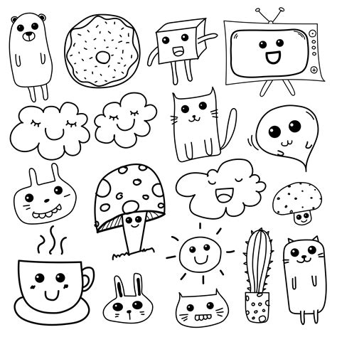 Doodle Kawaii Clipart Doodle Clipart For Kids Kawaii Etsy