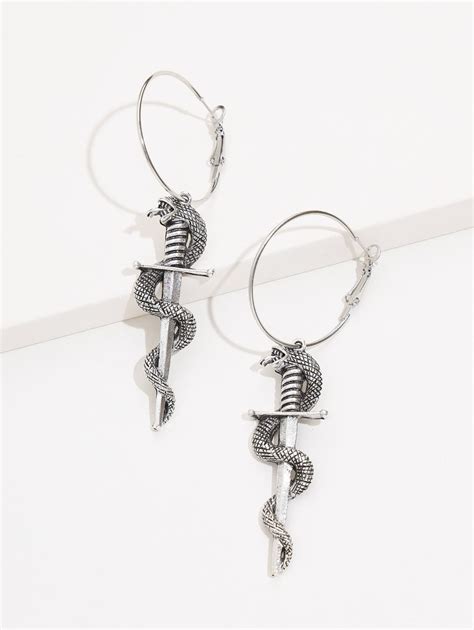 Metal Snake Drop Earrings SHEIN UK