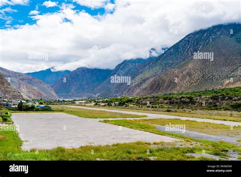 Jomsom, Mustang, Nepal: The airfield track of Jomsom airport with ...