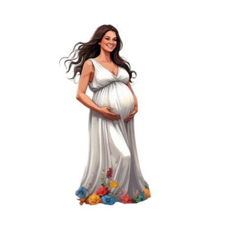 Mulher Gr Vida Feliz Abra Ando Sua Barriga Vestindo Um Vestido Floral