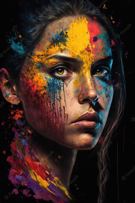 Premium Photo | Abstract art in portrait colorful double exposure makeup