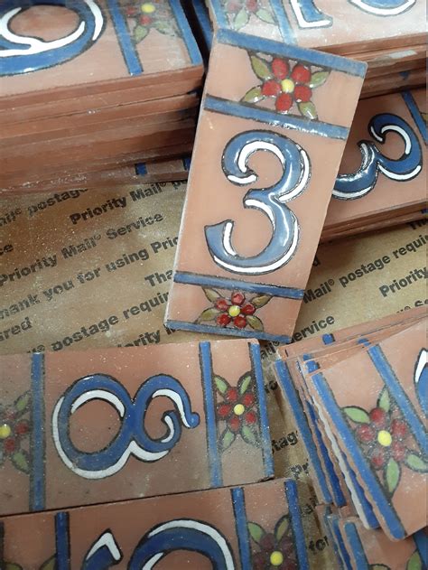 Clay House Numbers Ceramic Tile X In Etsy