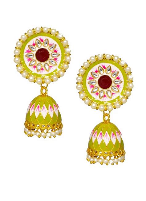 Buy Green Meenakari Jhumka Party Wear Online At Best Price Cbazaar