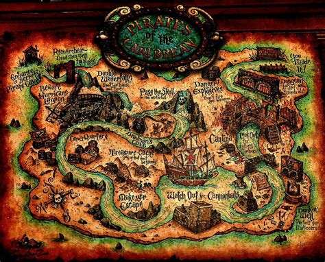 A Map I purchased of Pirates of the Caribbean : r/DisneyMaps