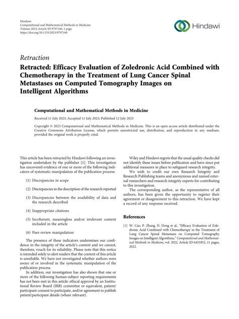 Pdf Retracted Efficacy Evaluation Of Zoledronic Acid Combined With