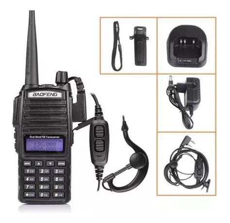 Rádio Comunicador 5w Bf Vhf uhf Fm Dual Band Uv 82 Cor Preto Frete