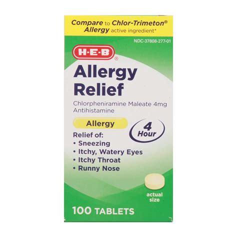 H-E-B Allergy Relief Chlorpheniramine Maleate Tablets - 4 mg - Shop ...