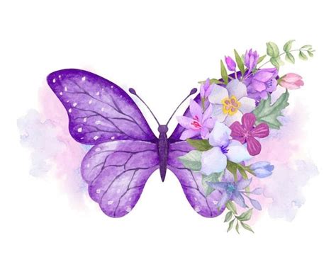 Premium Vector Watercolor Ornamental Butterfly With Floral Decoration