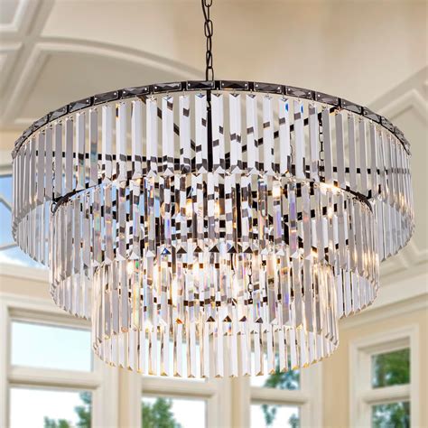 TOCHIC Crystal Chandelier 31 5 Black Chandelier For Dining Room