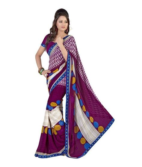 Fabdeal Pink Printed Semi Chiffon Saree Indian Women Chiffon Saree Sari