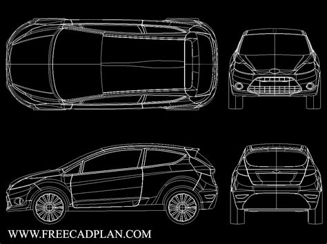 Ford Fiesta 3p Dwg Cad Block Drawing In Autocad Free Cad 55 Off