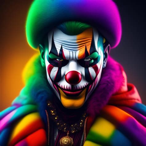 Premium Photo A Colorful Clown With A Rainbow Hat And A Rainbow