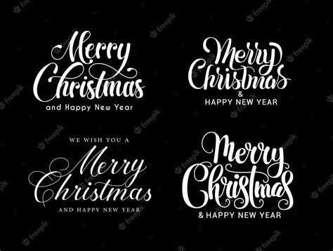 Premium Vector Merry Christmas Typography Set Merry Christmas And