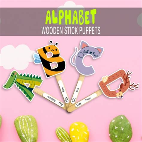 Animal Alphabet Wooden Stick Puppets