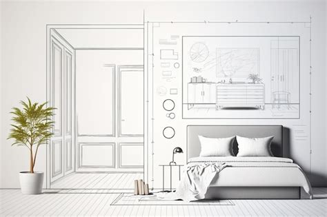 Premium AI Image | Blueprint project draft modern bright minimalist ...