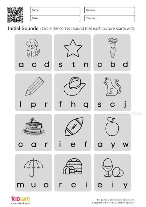 Initial Sounds Worksheets For Kindergarten Kidpid