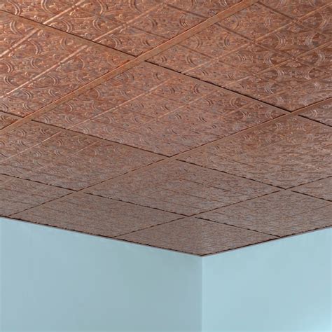 Fasade 2 Ft X 2 Ft Traditional 1 Cracked Copper Pvc Drop Ceiling Tile 5 Pack 20 Sq Ft Case