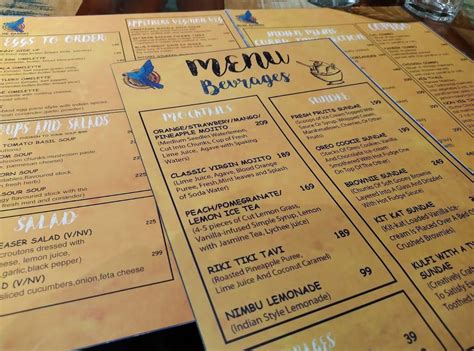 Menu at The Blue Parrot Cafe, New Delhi