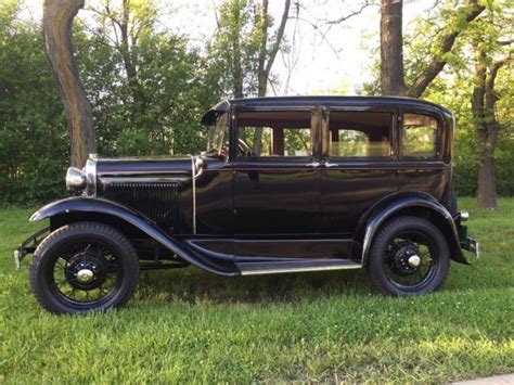 Restored Black 1930 Ford Model A Briggs Fordor Town Sedan Classic