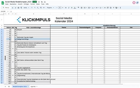 Social Media Redaktionsplan 2024 Kostenlose Vorlage