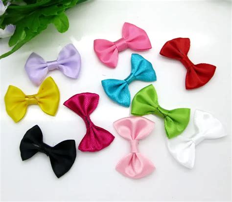 Pcs Mixed Baby Satin Ribbon Polyester Bowknot Hair Clips Applique Diy