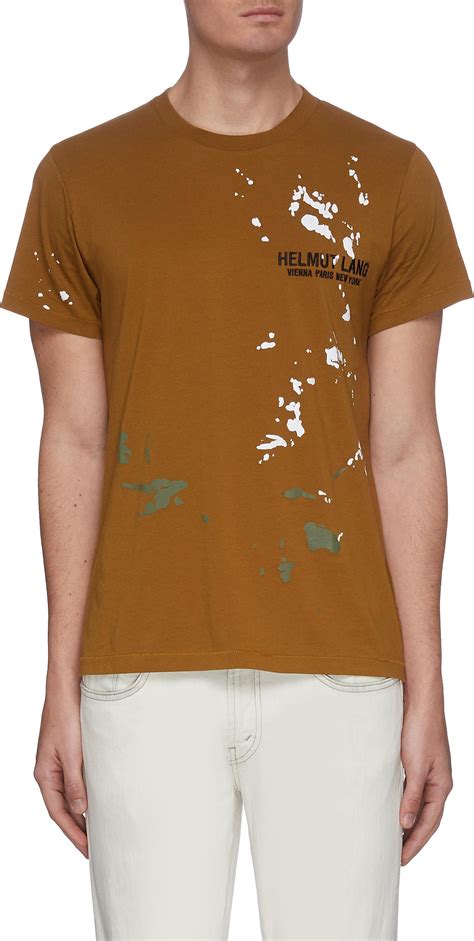 Helmut Lang Logo Print Paint Splatter T Shirt Luxed