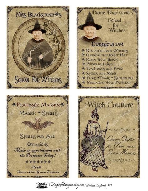 Vintage Halloween Witchs Daybook Printable Digital