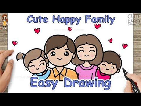 How to Draw a Cute Happy Family Photo Easy step by Step | Cute easy ...