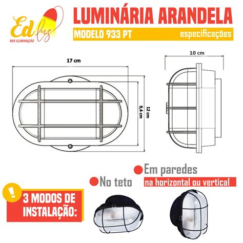 Arandela Tartaruga Preta Metal E Vidro