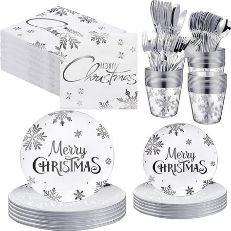 Amazon Sliner 230 Pcs Christmas Disposable Plastic Plates Set 7