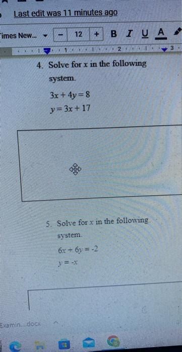 Solved 4 Solve For X In The Following System Chegg