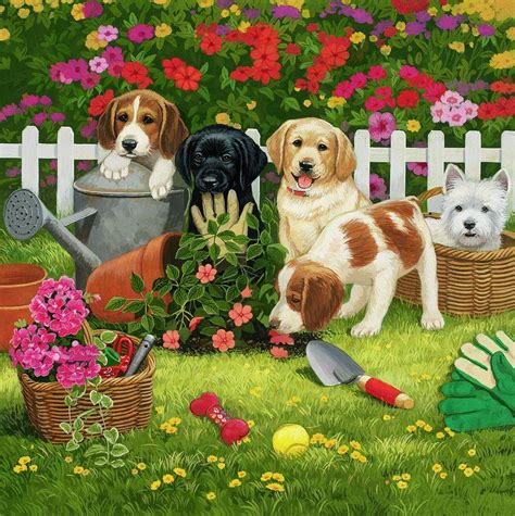 Solve Garden Puppies Jigsaw Puzzle Online With 121 Pieces