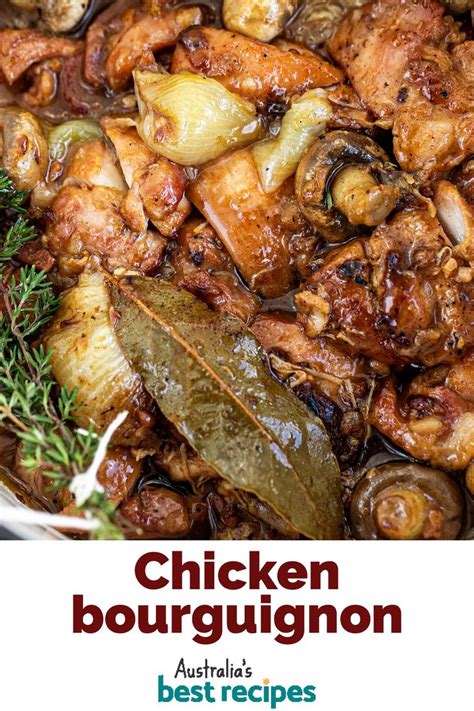 Chicken bourguignon | Recipe | French chicken recipes, Chicken dishes ...