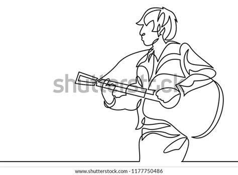 Continuous Line Drawing Man Playing Guitar Stock Vector Royalty Free 1177750486 Shutterstock