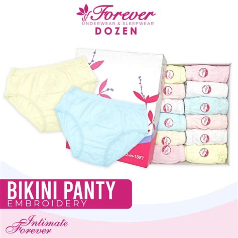 Intimate Forever Egb Dozen Bikini Panty Underwear Garter Pastel Colors Embroidery Design