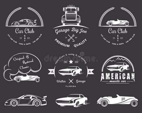 Set Of Vintage Badges Car Club And Garage Stock Illustration