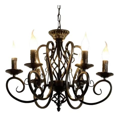 Lampara Candil Industrial Frances Antiguo Rustico 6 Luces Meses Sin