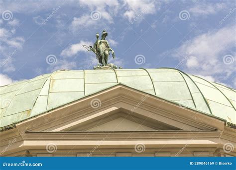 Sculpture Of Diana At The Top Of The Dome Stock Image Image Of Statue Munich 289046169