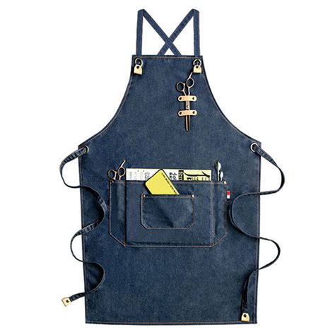 Denim Apron Custom Logo Work Apron Studio Aprons Big Workshop Apron Co